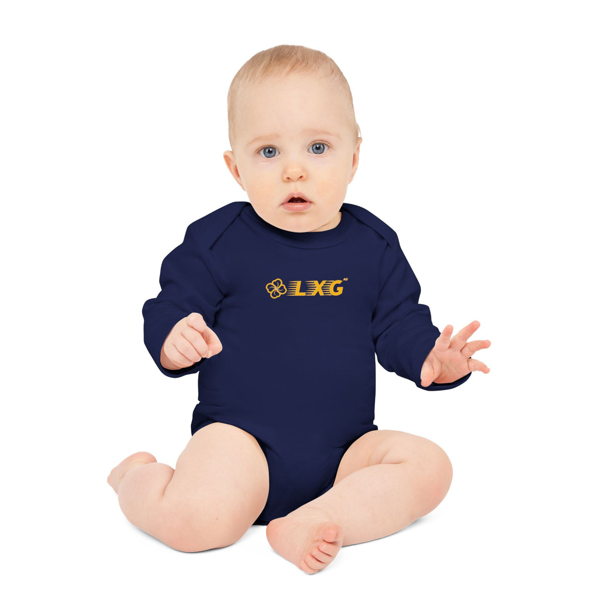 LXG Logo Baby Bodysuit | Long Sleeve Organic Cotton